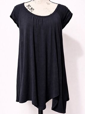 Free People Black Short Sleeve Scoop Neck Tunic